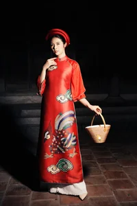 Maternity Elegance: Phuong Oanh Graces the Runway in Ao Dai at 5 Months Pregnant - image 3