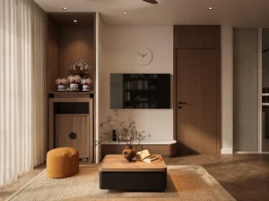 Modern 3-Bedroom Apartment in Ngoc Thuy Featuring Seamless Wooden Interior Design - image 1