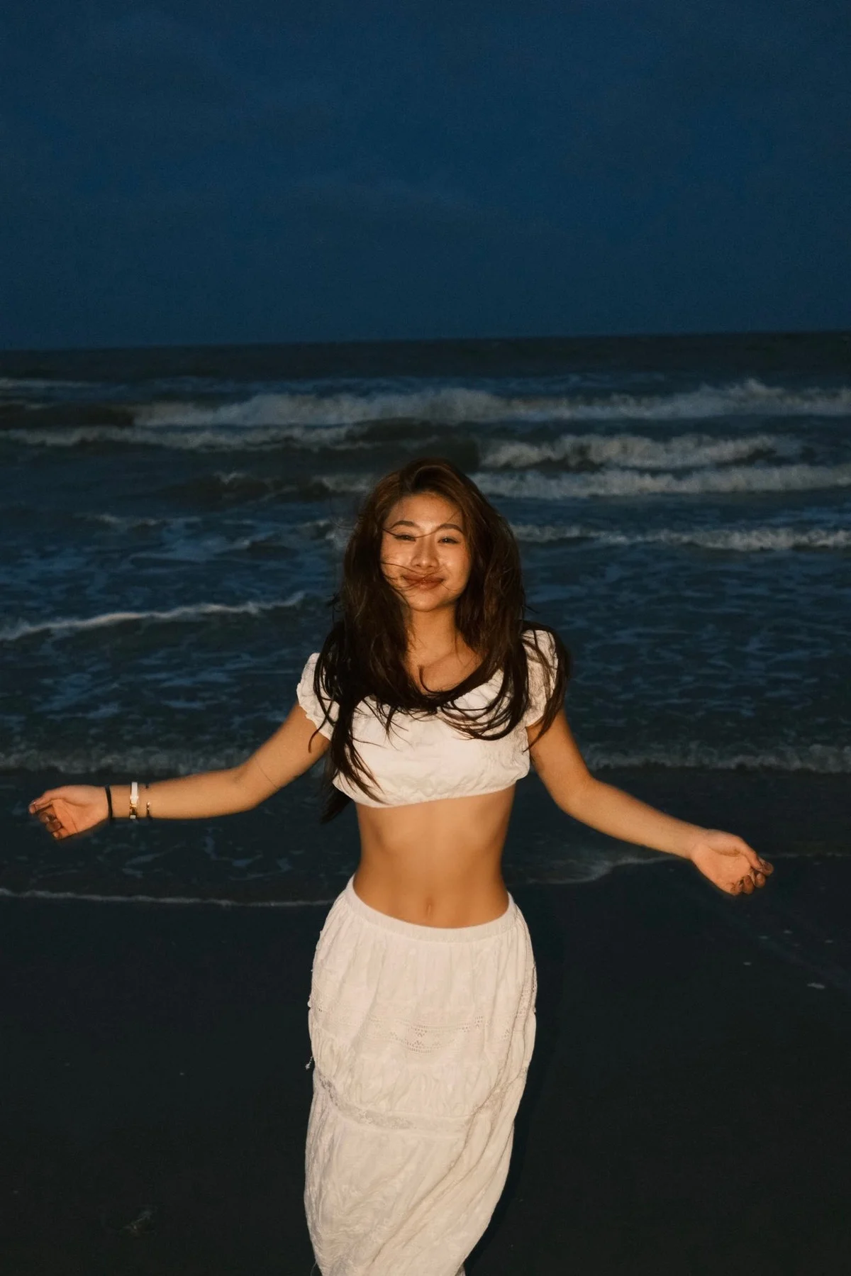 Louis Pham Captivates with Stunning Night Beach Photoshoot Fashion