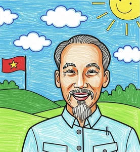 89+ Beautiful Drawings of Uncle Ho with Children on A3 and A4 Paper - image 12