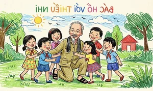89+ Beautiful Drawings of Uncle Ho with Children on A3 and A4 Paper - image 8