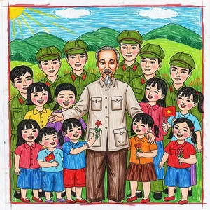 89+ Beautiful Drawings of Uncle Ho with Children on A3 and A4 Paper - image 10