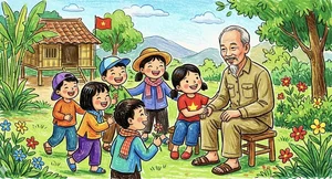 89+ Beautiful Drawings of Uncle Ho with Children on A3 and A4 Paper - image 2