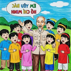 89+ Beautiful Drawings of Uncle Ho with Children on A3 and A4 Paper - image 17