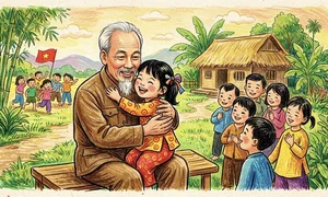 89+ Beautiful Drawings of Uncle Ho with Children on A3 and A4 Paper - image 4