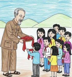 89+ Beautiful Drawings of Uncle Ho with Children on A3 and A4 Paper - image 21