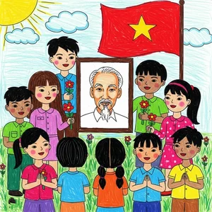 89+ Beautiful Drawings of Uncle Ho with Children on A3 and A4 Paper - image 30