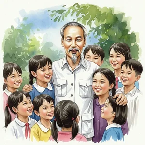 89+ Beautiful Drawings of Uncle Ho with Children on A3 and A4 Paper - image 24