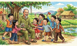 89+ Beautiful Drawings of Uncle Ho with Children on A3 and A4 Paper - image 19