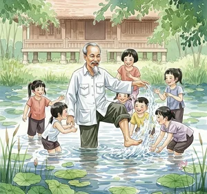 89+ Beautiful Drawings of Uncle Ho with Children on A3 and A4 Paper - image 3