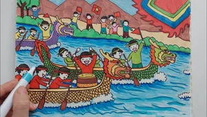 Fun and Easy Boat Racing Festival Drawing Ideas for Students - image 8