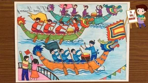 Fun and Easy Boat Racing Festival Drawing Ideas for Students - image 21