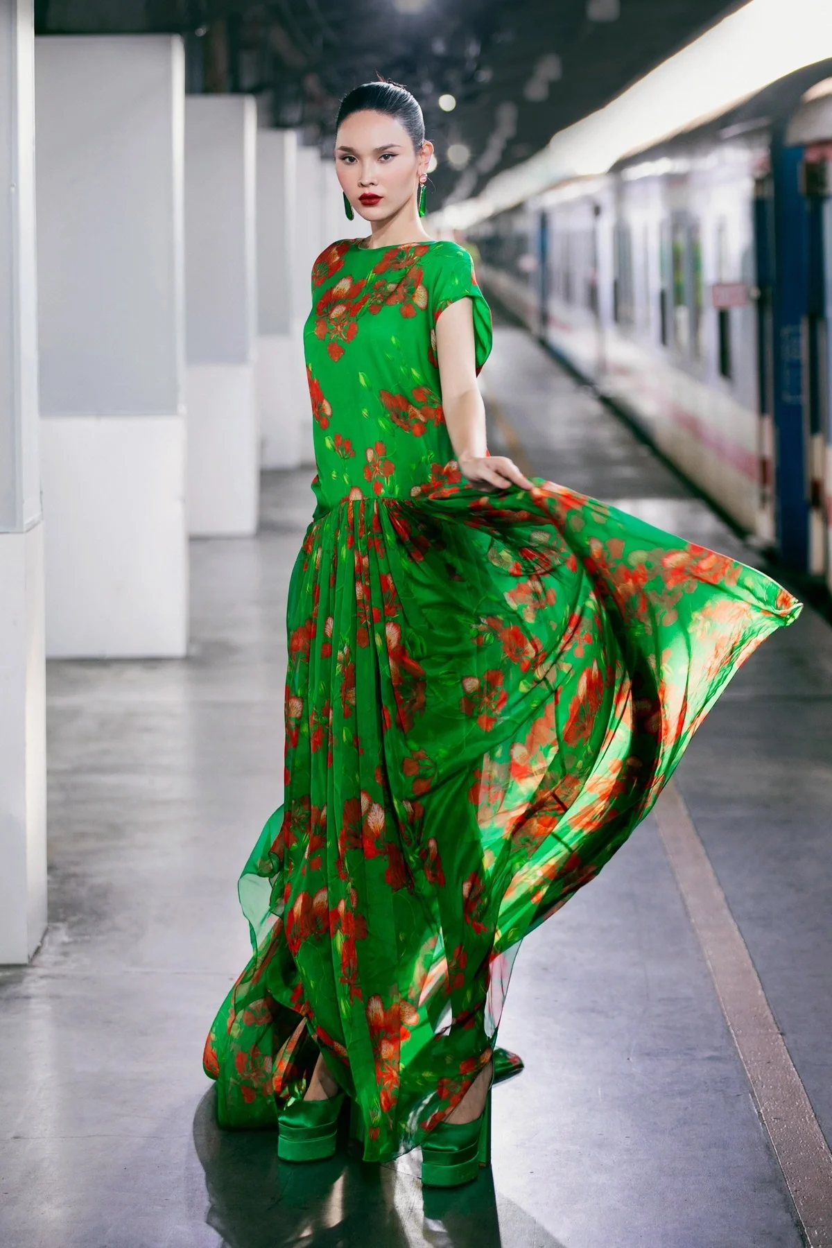 Fashion Extravaganza: Models Catwalk at Historic Saigon Railway Station