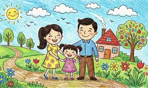 Heartwarming Family Drawings and Paintings: Celebrating Love, Unity, and Beautiful Memories - image 42