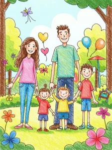 Heartwarming Family Drawings and Paintings: Celebrating Love, Unity, and Beautiful Memories - image 37