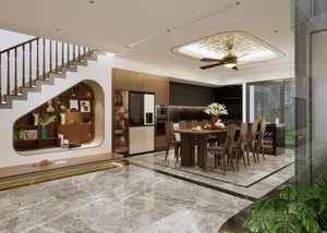 Luxury 4-Story Townhouse in Viet Tri Featuring Walnut Wood and Marble Accents - image 5