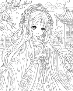 Ancient Anime Princess Coloring Pages: Creative Printable Sheets for Kids - image 32