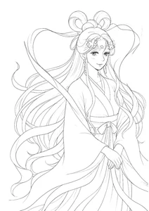Ancient Anime Princess Coloring Pages: Creative Printable Sheets for Kids - image 19