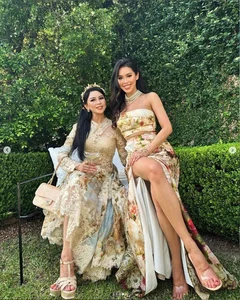 Tien Nguyen and Mother Thuy Tien Dazzle in Fairytale Wedding Guest Outfits - image 0