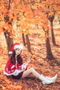 Stunning Christmas Girl Aesthetic Under Autumn Maple Leaves - YiTuYu Art Language Vol.9134 Featuring Xu Shi Qi Ma Portrait Photography Collection - image 10