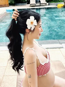Joyce Pham Radiant in Bikini During Final Month of Pregnancy - image 0