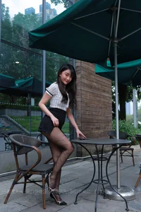 Modern Street Style: Qiu Qiu in Patterned Black Hosiery by IESS - image 8