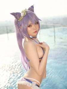 ZinieQ Keqing Bikini Cosplay Gallery: A Stunning Tribute to the Genshin Impact Character - image 0