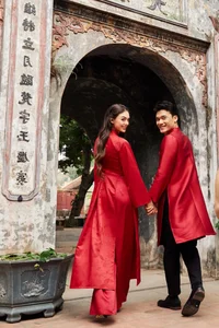 Dianka Zakhidova and Bui Tien Dung Wear Ao Dai for Tet Photoshoot - image 0