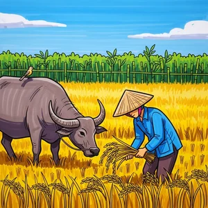 Beautiful and Simple Autumn Harvest Drawings of Golden Rice and Fruits - image 14