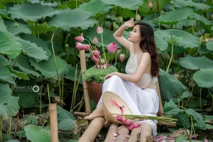 Trang Sunhi Stunning Ao Yem and Lotus Flower Photoshoot Gallery - image 4