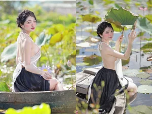 Stunning Dak Nong Beauty Captivates in Traditional Ao Yem by Lotus Pond - image 1