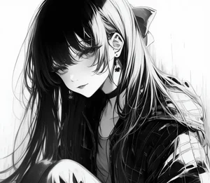 Minimalist Black and White Anime Girl Art: 132+ Unique Monochrome Illustrations - image 18