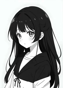 Minimalist Black and White Anime Girl Art: 132+ Unique Monochrome Illustrations - image 19