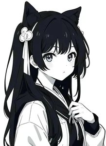 Minimalist Black and White Anime Girl Art: 132+ Unique Monochrome Illustrations - image 27