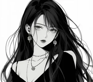 Minimalist Black and White Anime Girl Art: 132+ Unique Monochrome Illustrations - image 24