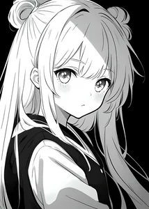 Minimalist Black and White Anime Girl Art: 132+ Unique Monochrome Illustrations - image 2