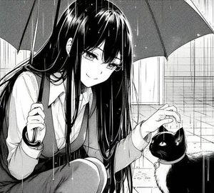 Minimalist Black and White Anime Girl Art: 132+ Unique Monochrome Illustrations - image 12