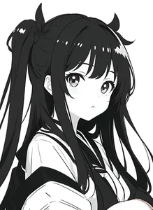 Minimalist Black and White Anime Girl Art: 132+ Unique Monochrome Illustrations - image 14