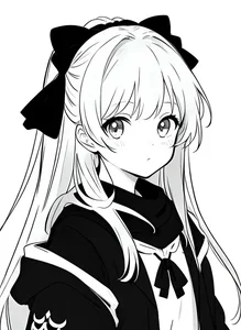 Minimalist Black and White Anime Girl Art: 132+ Unique Monochrome Illustrations - image 1