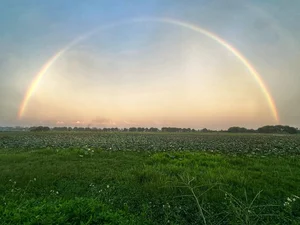 Breathtaking Double Rainbow Lights Up Hanoi's Golden Sky - image 5