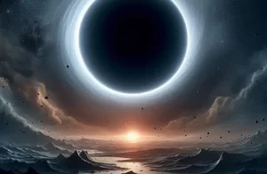 Mysterious Black Hole Moon Rises Over Alien Planet Sky - image 6