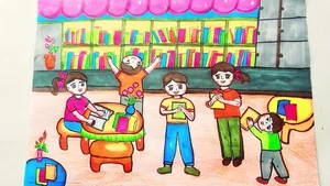 75+ Simple and Beautiful School Library Drawing Ideas - image 24
