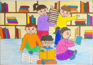 75+ Simple and Beautiful School Library Drawing Ideas - image 13