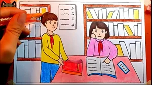 75+ Simple and Beautiful School Library Drawing Ideas - image 37
