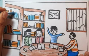75+ Simple and Beautiful School Library Drawing Ideas - image 9