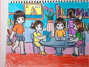 75+ Simple and Beautiful School Library Drawing Ideas - image 15