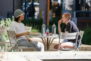 Shiloh Jolie-Pitt Rocking Bold Pink Buzz Cut Fashion - image 0