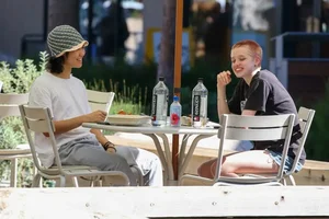 Shiloh Jolie-Pitt Rocking Bold Pink Buzz Cut Fashion - image 6