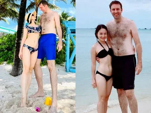 Actress Lan Phuong Shines Beside Her Tall Husband with Elegant Fashion Choices - image 2