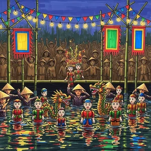 Vietnamese Water Puppetry Art: Traditional Cultural Paintings Gallery - image 24